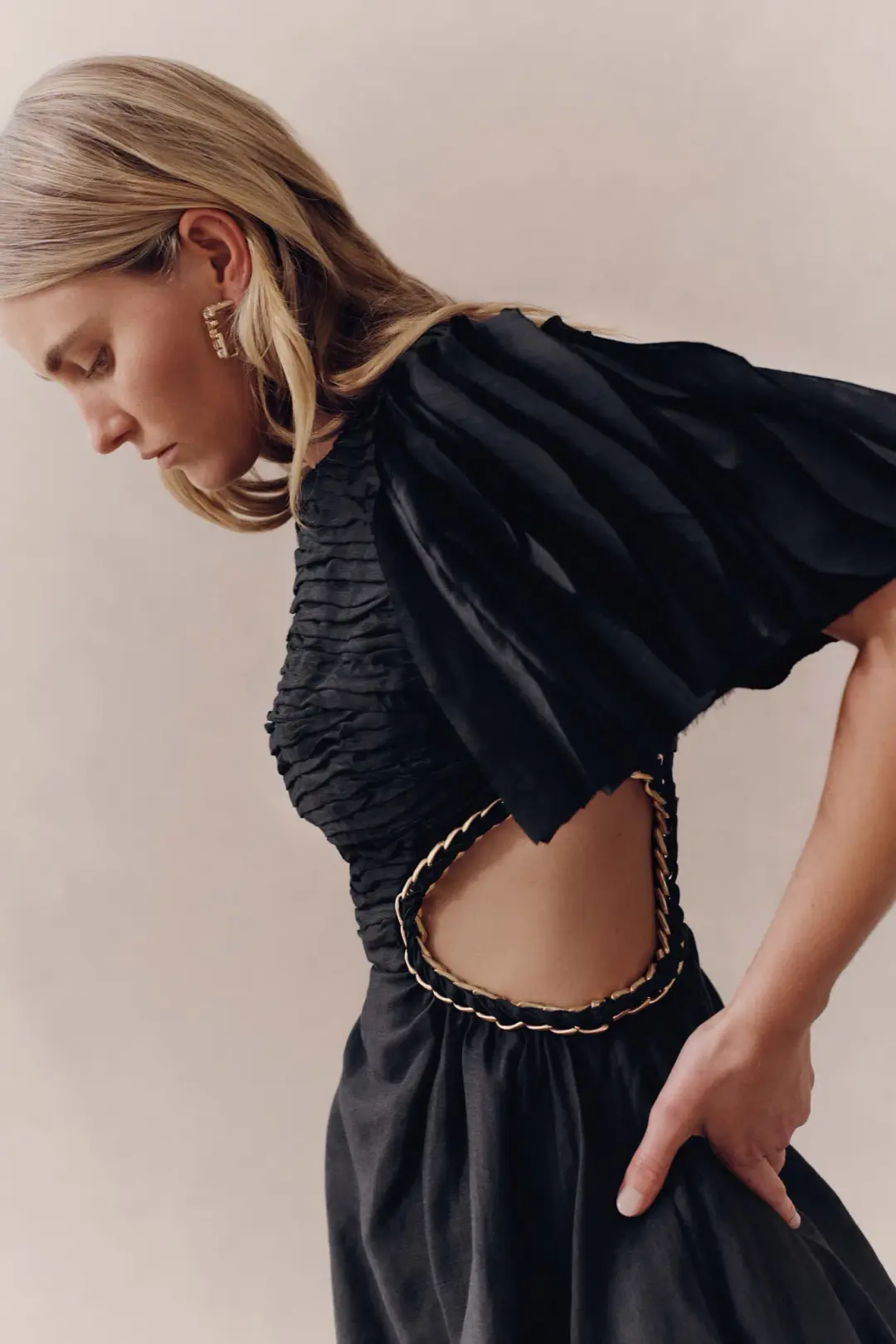 Aje Monica Chain Link Mini Dress Black Size 8 / S for rent on The Volte - main image