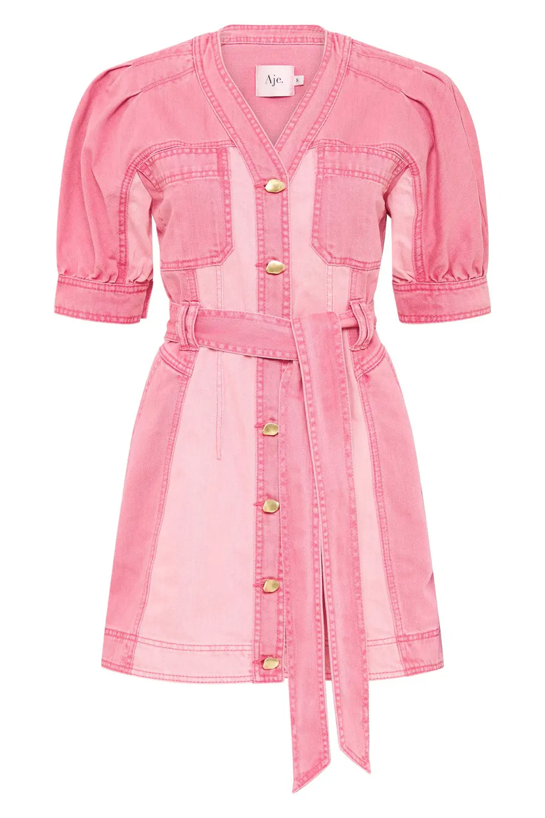 Aje Shades Denim Dress in Two Toned Pink Size L / AU 12 for rent on The Volte - main image