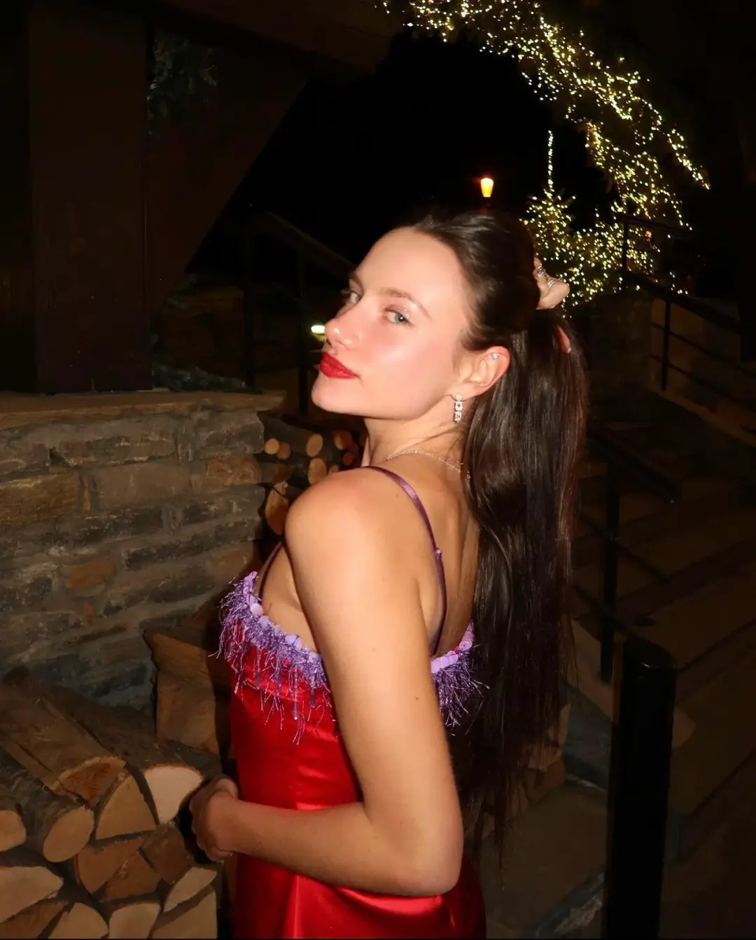 Danielle Guizio Satin Beaded Mini Dress Red Size M for rent on The Volte - main image