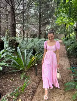 Seed Heritage Voile Floral Off Shoulder Maxi Dress Pink/Floral Size 6