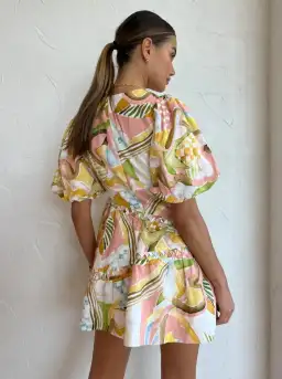 By Nicola Sol Puff Sleeve Mini Dress Swirl Check Size 8 for rent on The Volte - image 2