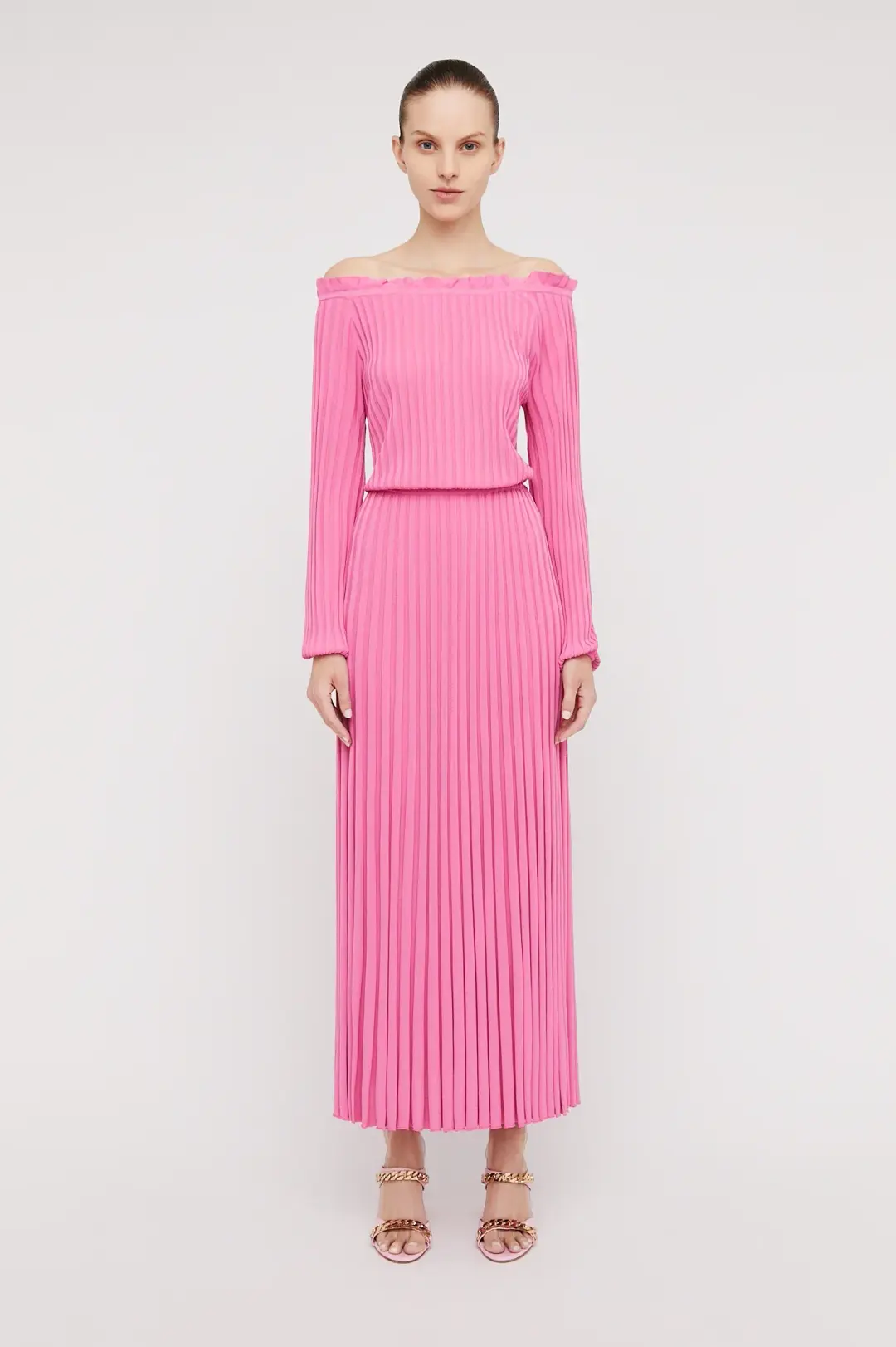 Scanlan Theodore Rib Cold Shoulder Dress Pink Size S / Au 8 for rent on The Volte - main image
