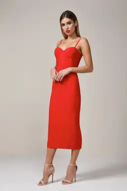 Elle Zeitoune Alannah Midi Dress in Red Size 6