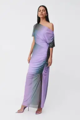 Suboo Olafur Draped Cowl Neck Longline Dress Purple Size L / AU 10 for rent on The Volte - image 2