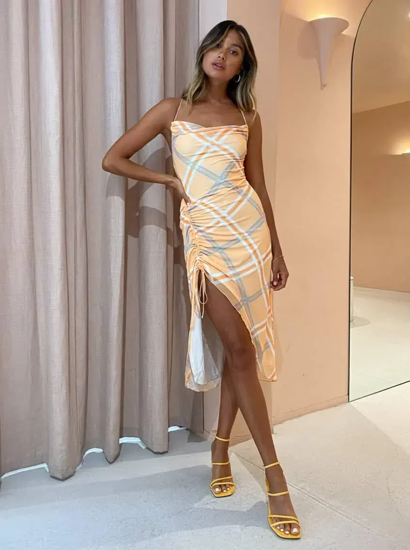 Hansen and Gretel Charliza Dress in Tangelo Size S / AU 8 for rent on The Volte - main image