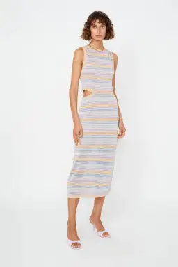 Suboo Elise High Neck Cutout Dress in Lilac Stripe Size XS / AU 10 for rent on The Volte - image 1