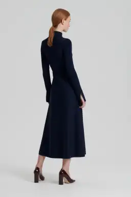 Scanlan Theodore Crepe Knit Button Polo Dress Navy Size M / AU 10 for rent on The Volte - image 2