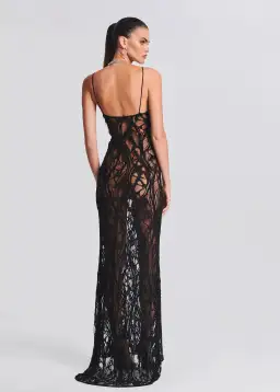 Retrofête Winnie Dress Beaded Maxi Black Size AU 6