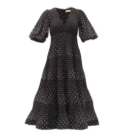 Zimmermann Polka-Dot Voile Puff Sleeve Midi Dress Black and White Size 1 / AU 10 for rent on The Volte - image 5