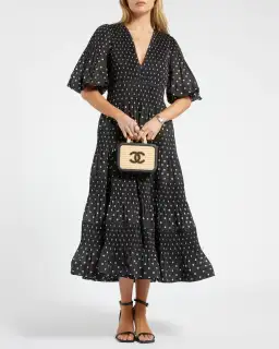 Zimmermann Polka-Dot Voile Puff Sleeve Midi Dress Black and White Size 1 / AU 10 for rent on The Volte - image 3