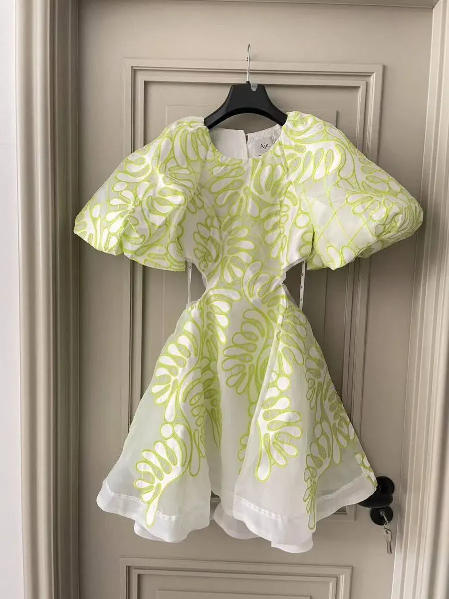 Aje Botanical Mini Dress Green Size 8 for rent on The Volte - main image