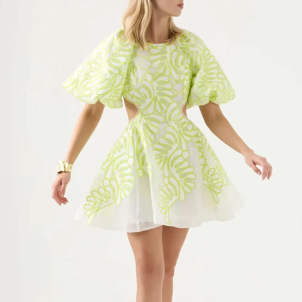 Aje Botanical Mini Dress Green Size 8 for rent on The Volte - main image