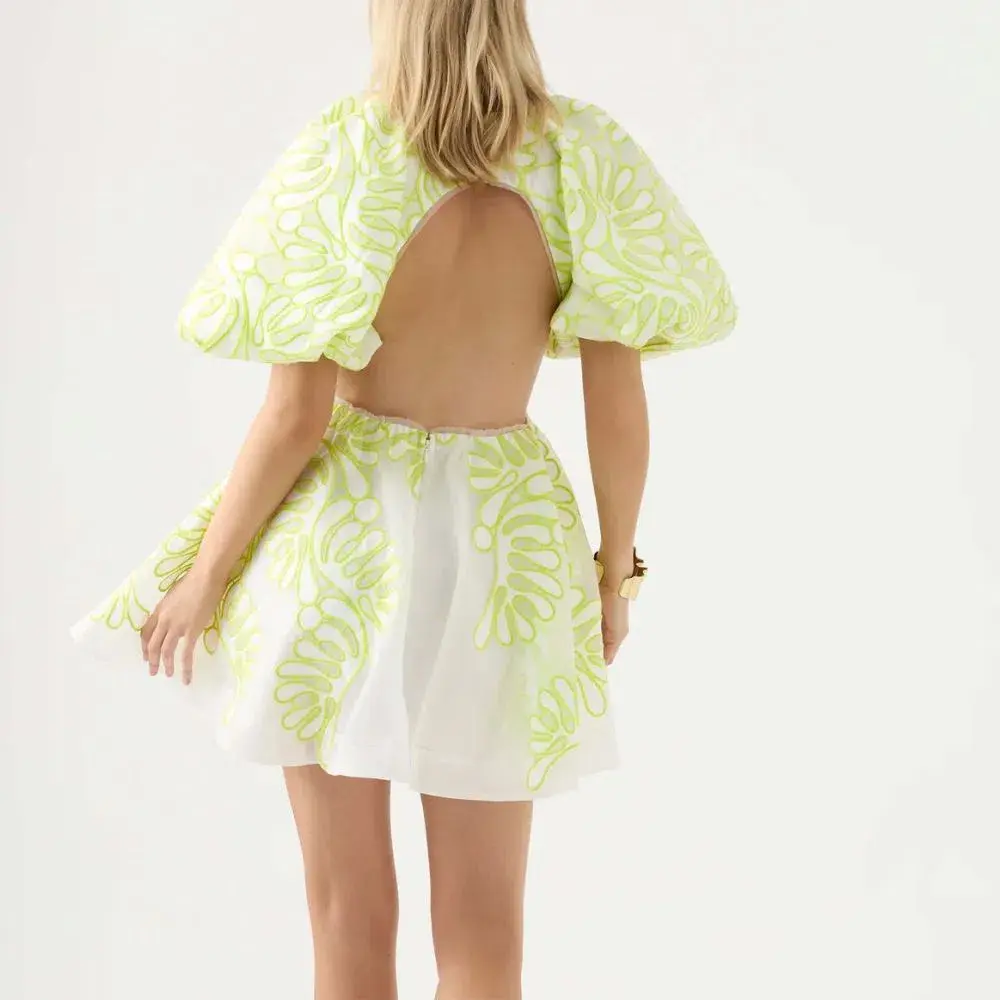 Aje Botanical Mini Dress Green Size 8 for rent on The Volte - main image