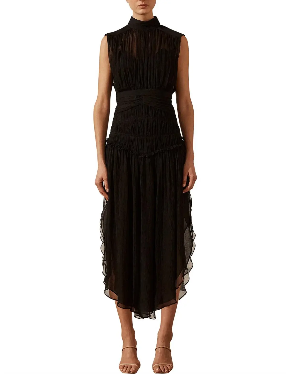 Shona Joy Safira Sleeveless Open Back Midi Dress Black Size 12 - Image 1
