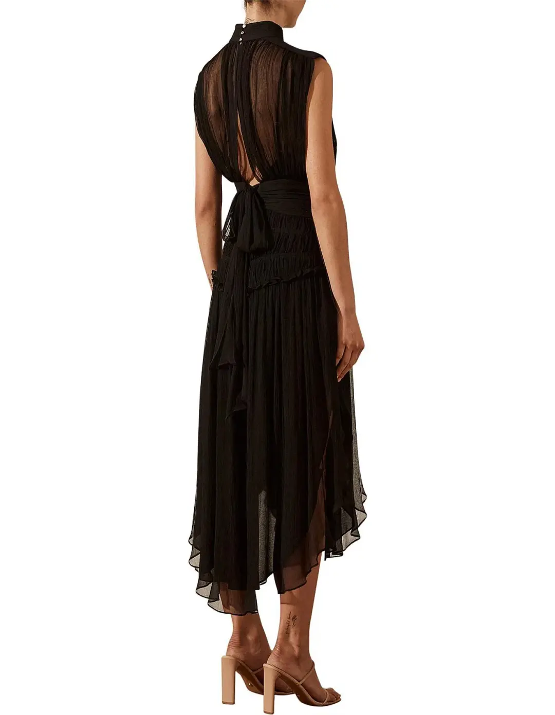 Shona Joy Safira Sleeveless Open Back Midi Dress Black Size 12 for rent on The Volte - main image