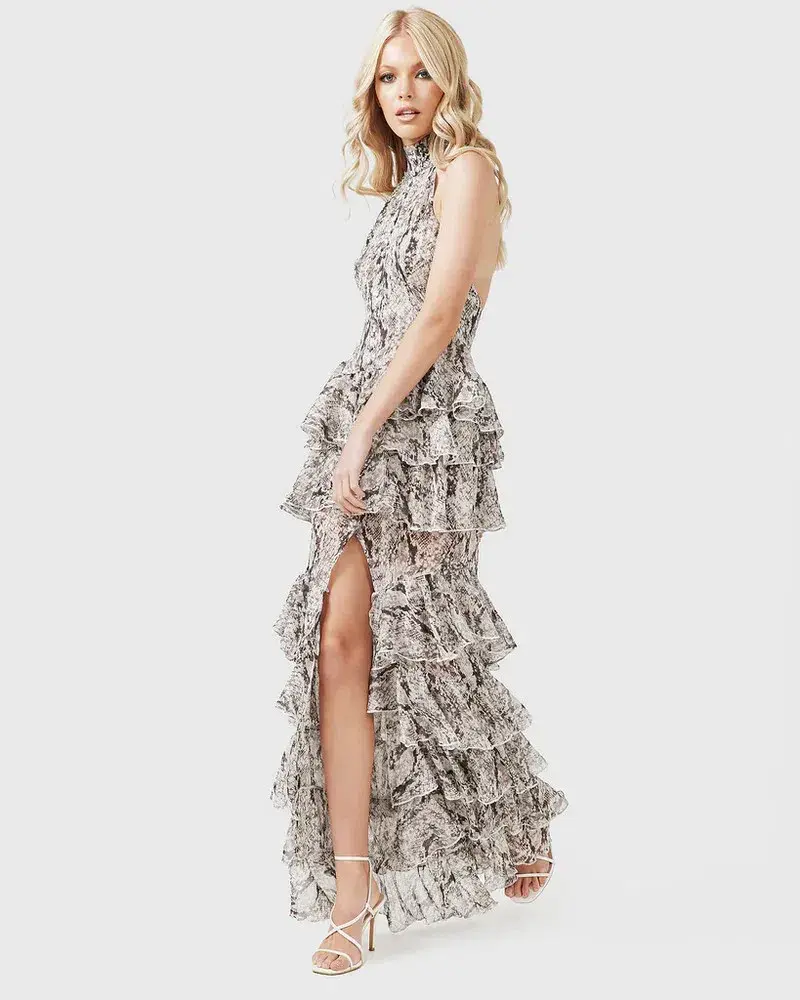 Derma Department Oscar Pale Snakeskin Maxi Dress Print Size 8 for rent on The Volte - main image