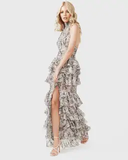 Derma Department Oscar Pale Snakeskin Maxi Dress Print Size 8 for rent on The Volte - image 3