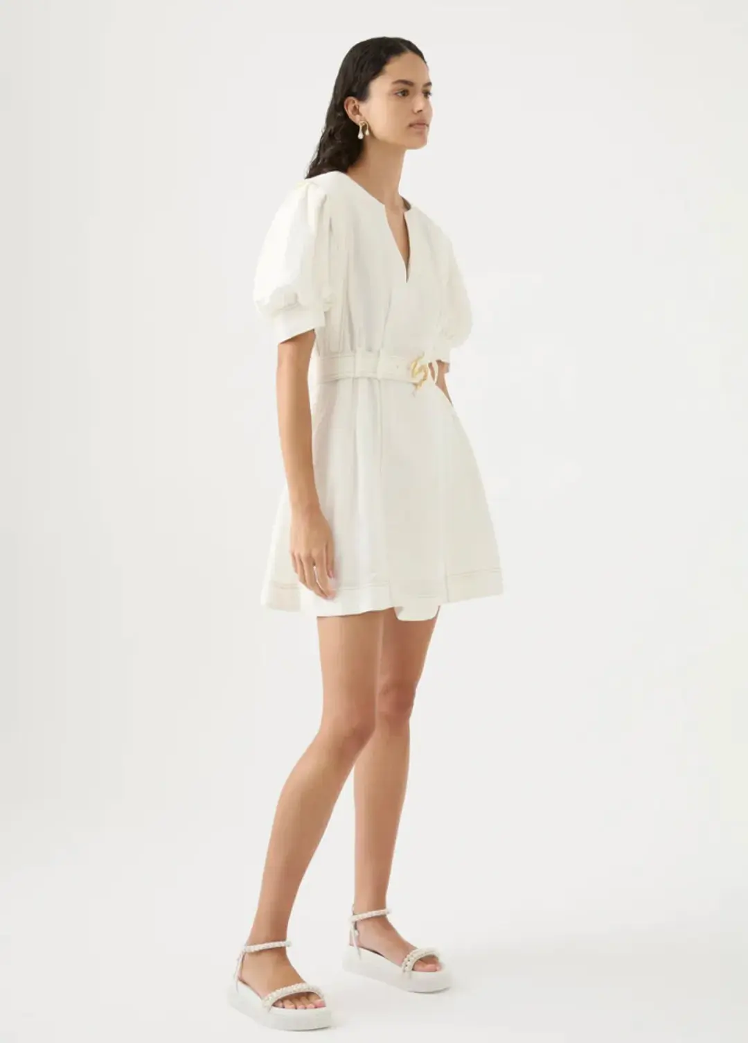 Aje Beacon Structured Mini Dress Ivory Size S/AU 8 for rent on The Volte - main image