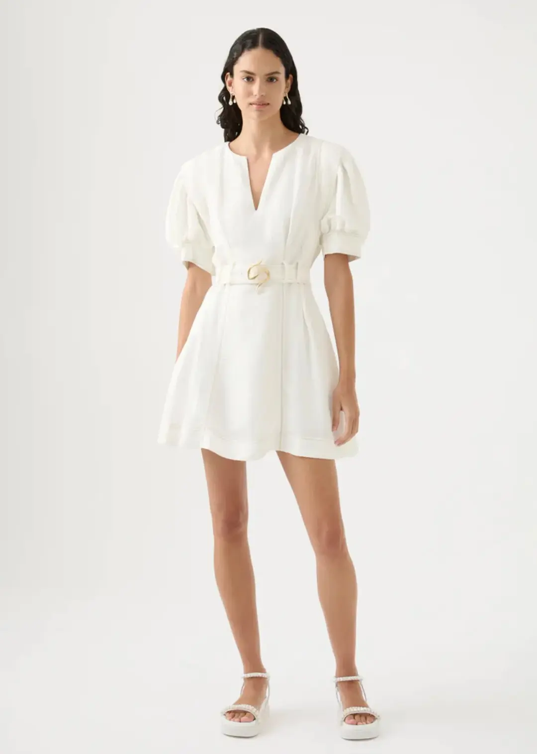 Aje Beacon Structured Mini Dress Ivory Size S/AU 8 for rent on The Volte - main image