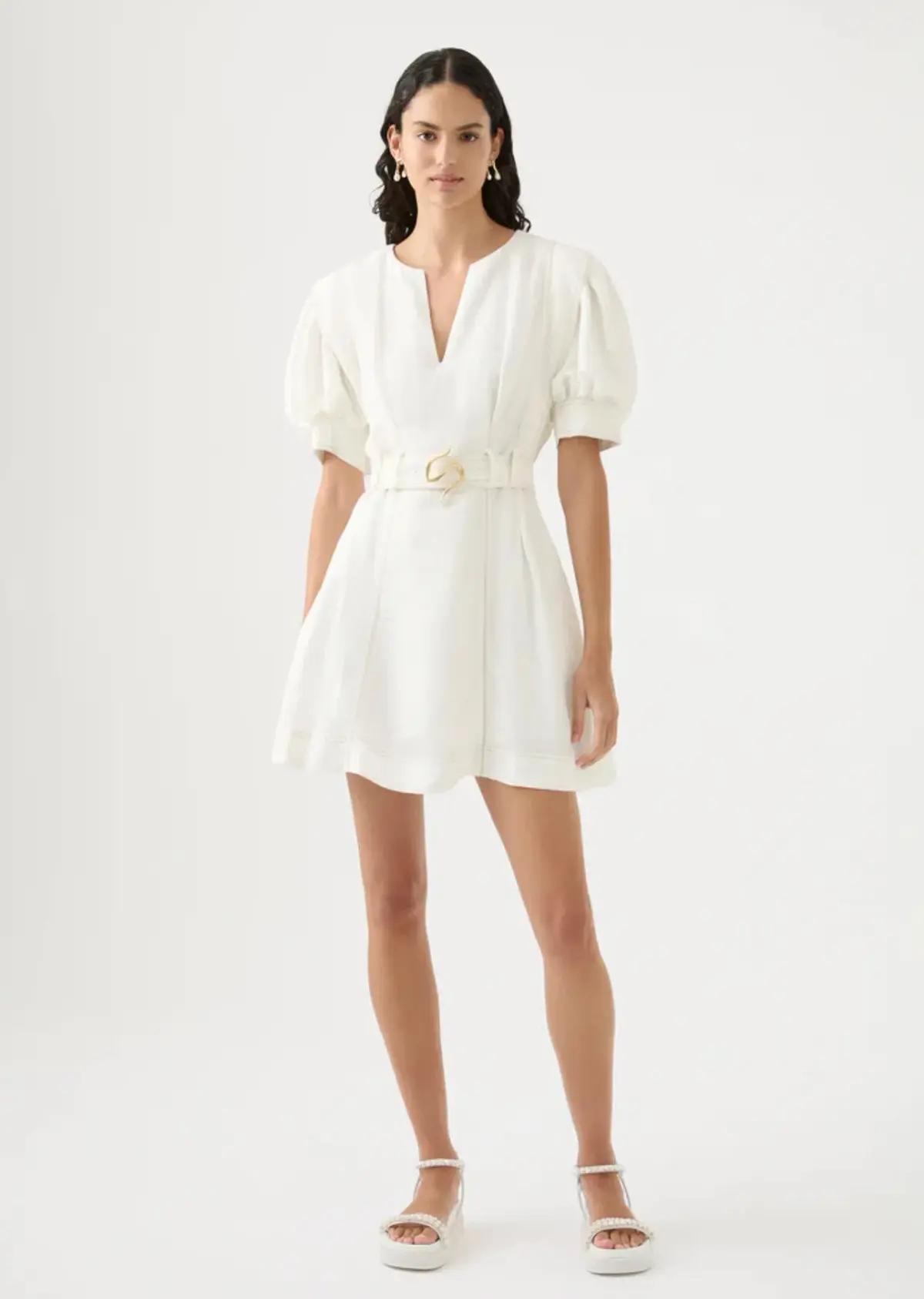 Aje Beacon Structured Mini Dress Ivory Size S/AU 8 - Image 1