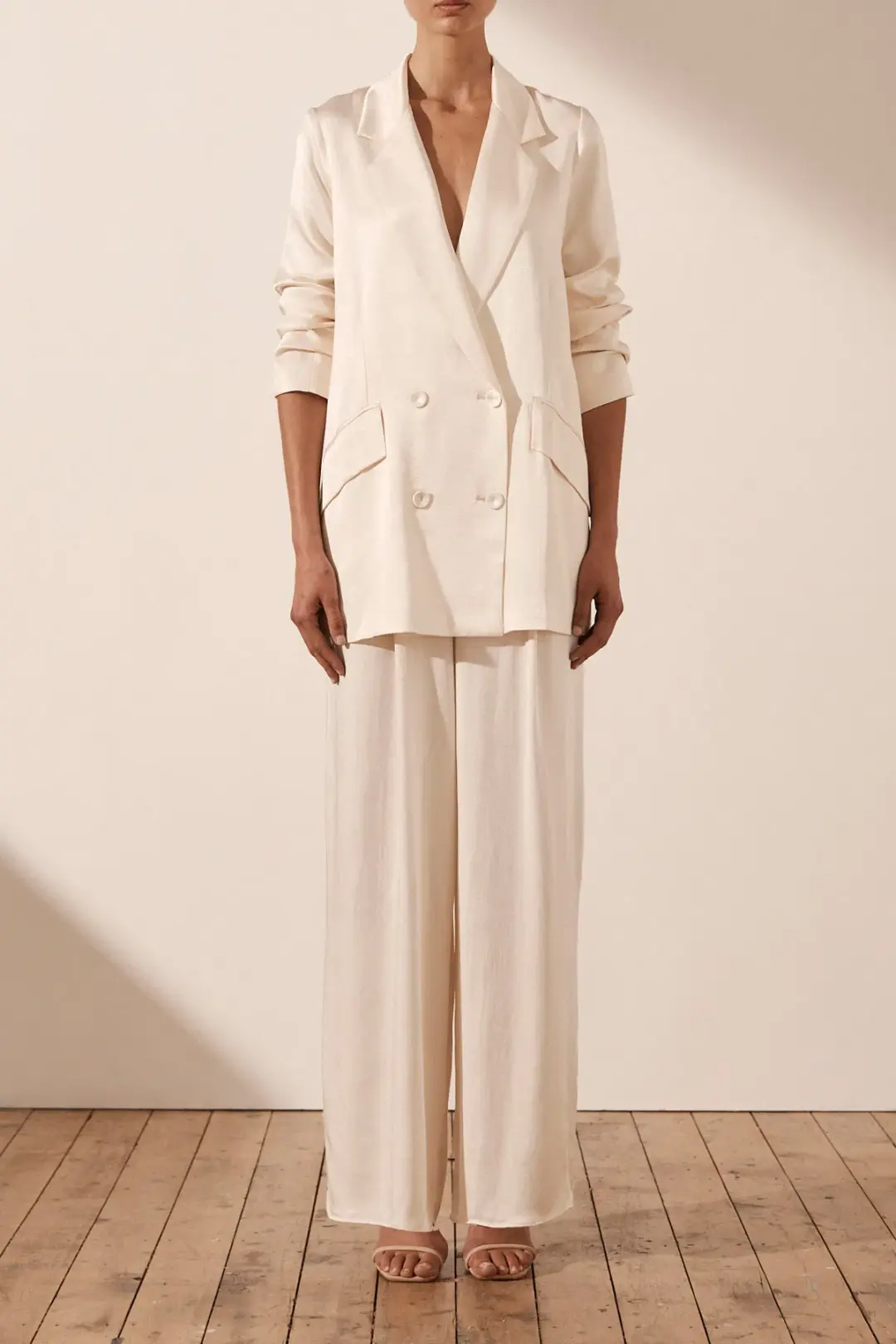 Shona Joy La Lune Double Breasted Blazer Cream Size 8 for rent on The Volte - main image