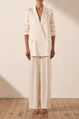 Shona Joy La Lune Double Breasted Blazer Cream Size 8 for rent on The Volte - image 2