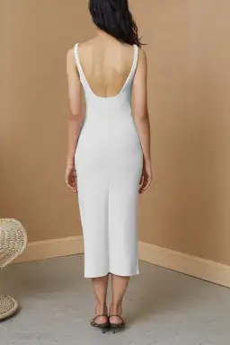 Bec & Bridge Karina Tuck Midi Dress Ivory Size 8 for rent on The Volte - image 2