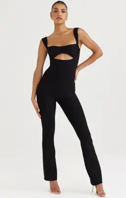 House of CB Yasmeen Bandage Jumpsuit Black Size 6