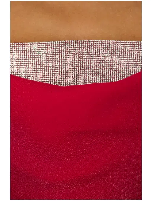 Roland Mouret Off Shoulder Diamante Midi Dress Red Size 12 for rent on The Volte - main image