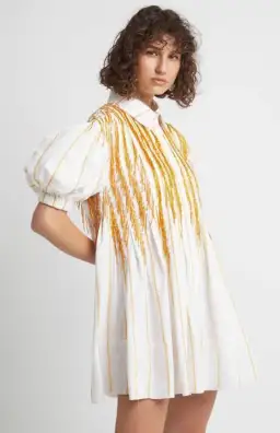 Aje Collective Beaded Mini Dress Ivory/Marigold Size 6 for rent on The Volte - image 2