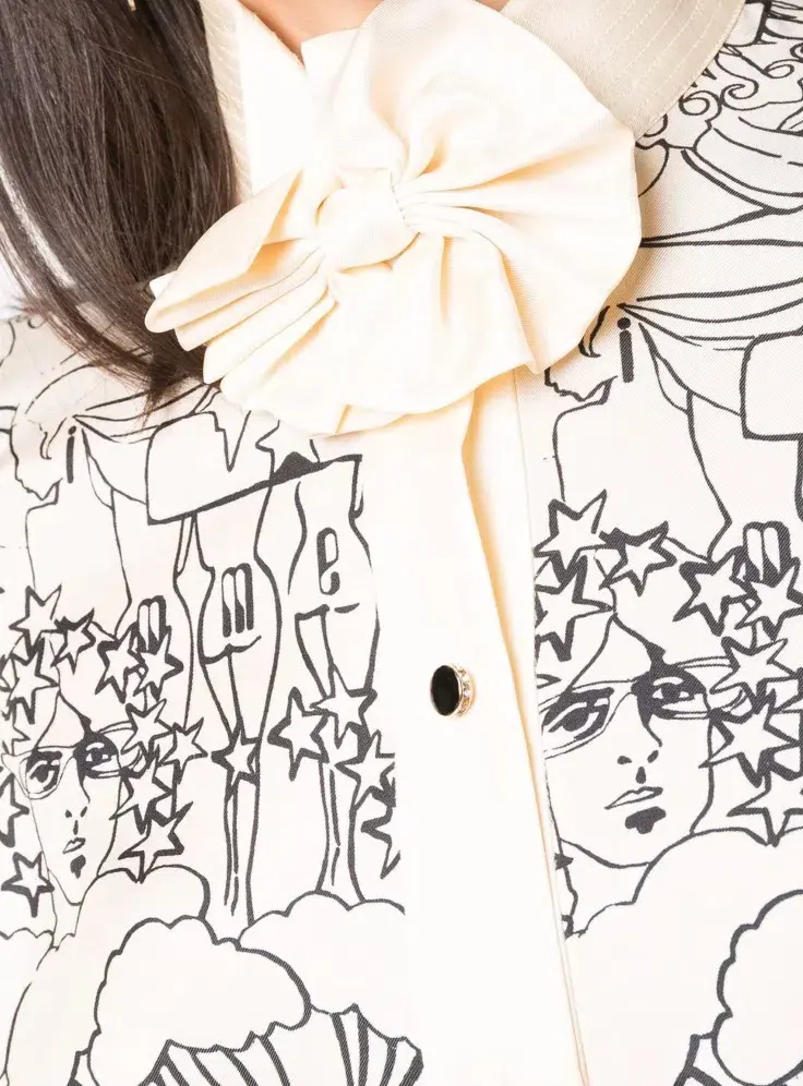 Zimmermann Collage Silk Bow Detail Midi Dress Cream Size 0 / Au 8 for rent on The Volte - main image
