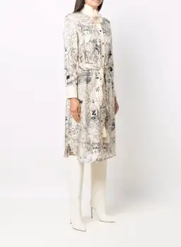 Zimmermann Collage Silk Bow Detail Midi Dress Cream Size 0 / Au 8 for rent on The Volte - image 1