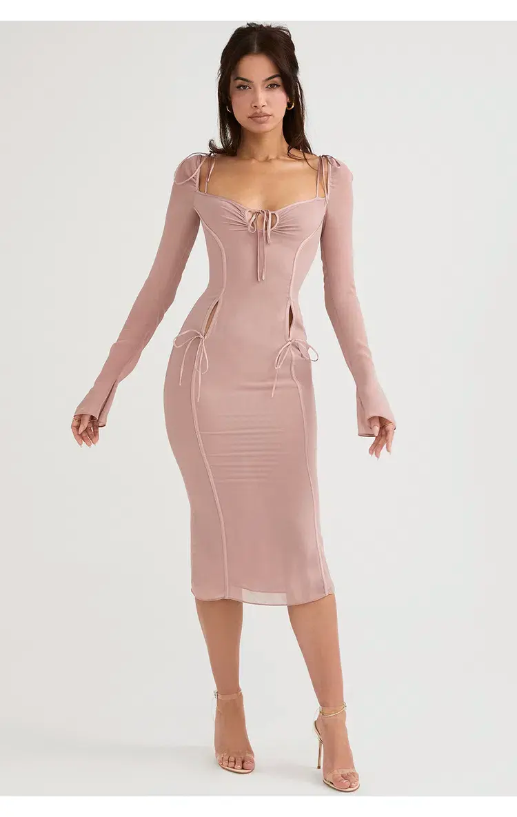 House of CB Ophelia Cutout Midi Dress Blush Size XL / Au 14 for rent on The Volte - main image