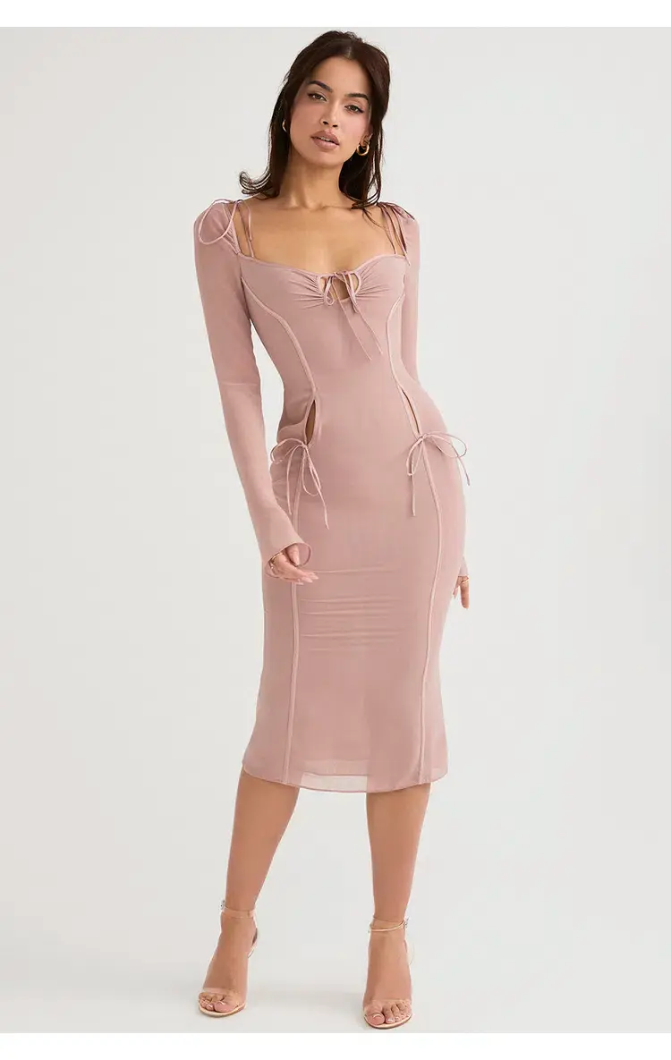 House of CB Ophelia Cutout Midi Dress Blush Size XL / Au 14 for rent on The Volte - main image