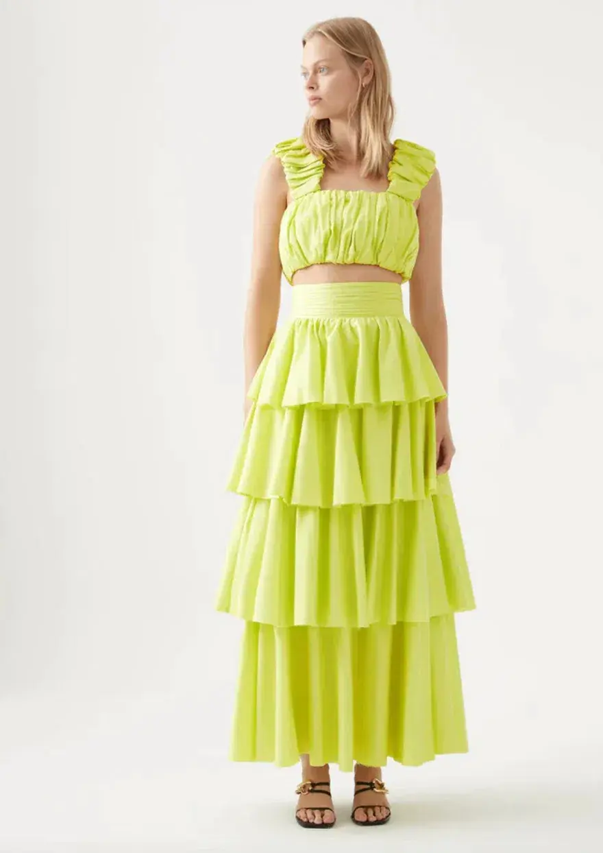 Aje Medina Top ang Skirt Set Green Size AU 12 for rent on The Volte - main image