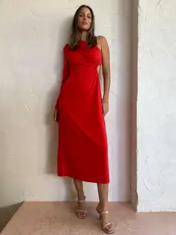 Acler Stanmore Midi Dress Red Size AU 8