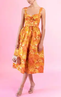 Zimmermann High Tide Picnic Midi Dress Orange Size 1 / AU 10