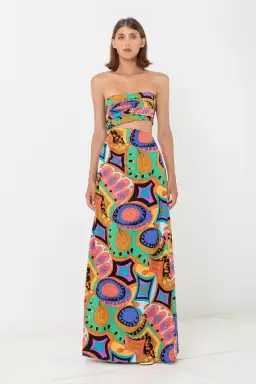 S/W/F Asymmetric Cut Out Maxi Dress in Murano Print
Size 8