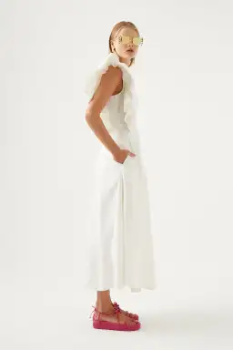 Aje Bonjour Asymmetric Midi Dress White Size 8 for rent on The Volte - image 2