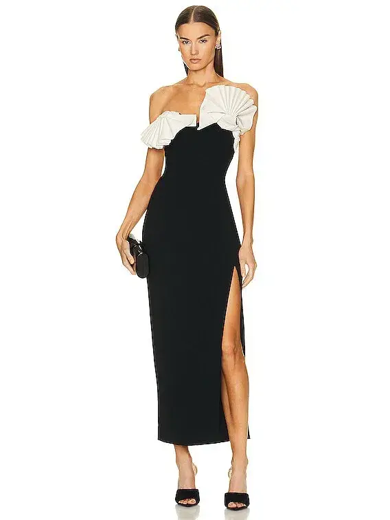 Rachel Gilbert Lavina Midi Dress Black Size 10 for rent on The Volte - main image