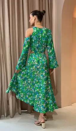 Alemais Cassandra Cut Out Midi Dress Green Floral Size 10 for rent on The Volte - image 4