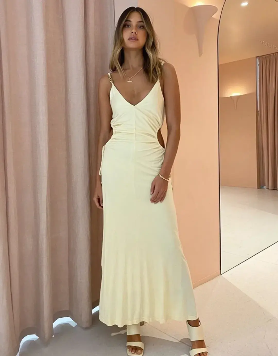 Manning Cartell Tuning In Chain Dress Custard Yellow Size 12 for rent on The Volte - main image