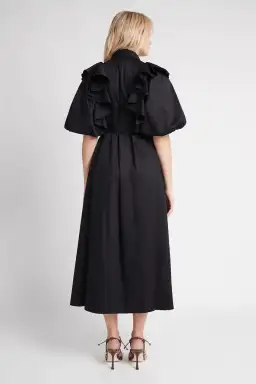 AJE Poised Frill Sleeve Midi Dress Black Size 10 for rent on The Volte - image 3