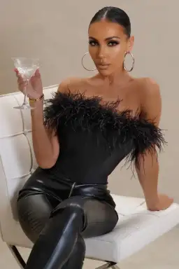 Club L London All About You Feather Corset Boodysuit Size 12 for rent on The Volte - image 1