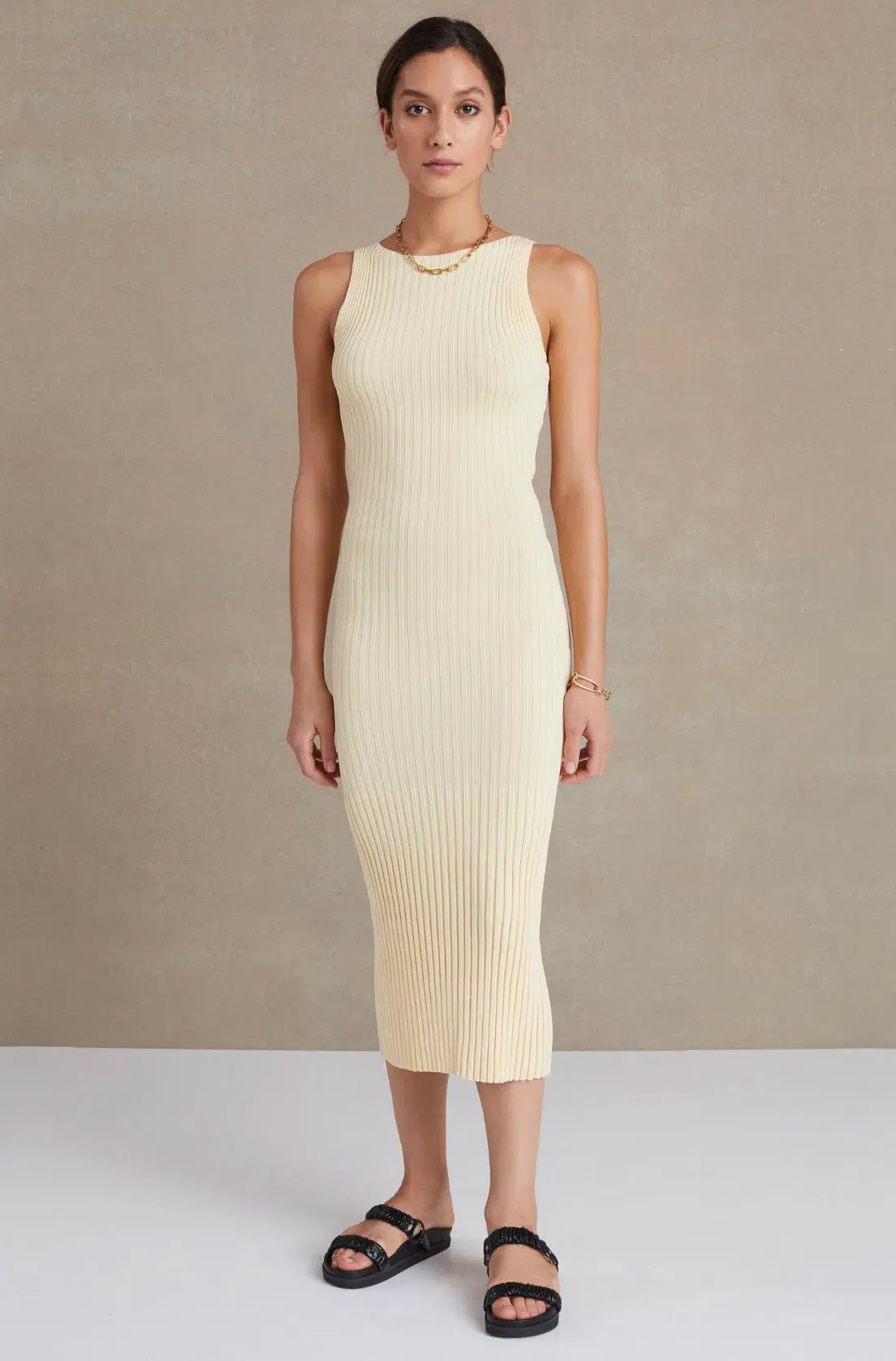 Bec & Bridge Lyla Knit Midi Dress Butter Size 6 - Image 1