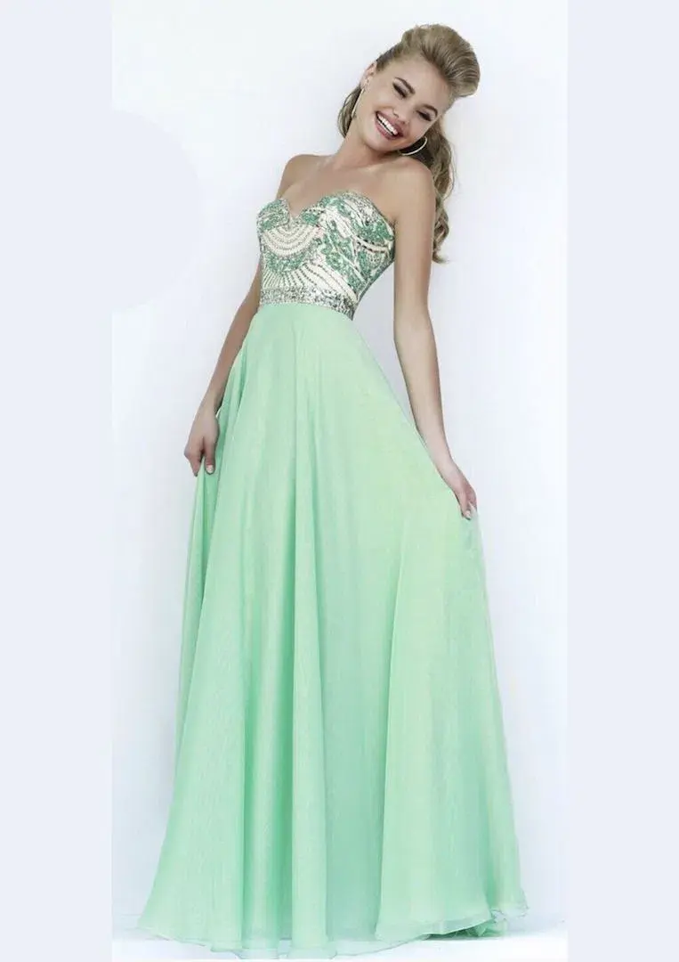 Sherri Hill 1942 Strapless Sweetheart Formal Dress Light Green Size 00 / AU 2 for rent on The Volte - main image