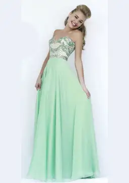 Sherri Hill 1942 Strapless Sweetheart Formal Dress Light Green Size 00 / AU 2 for rent on The Volte - image 1