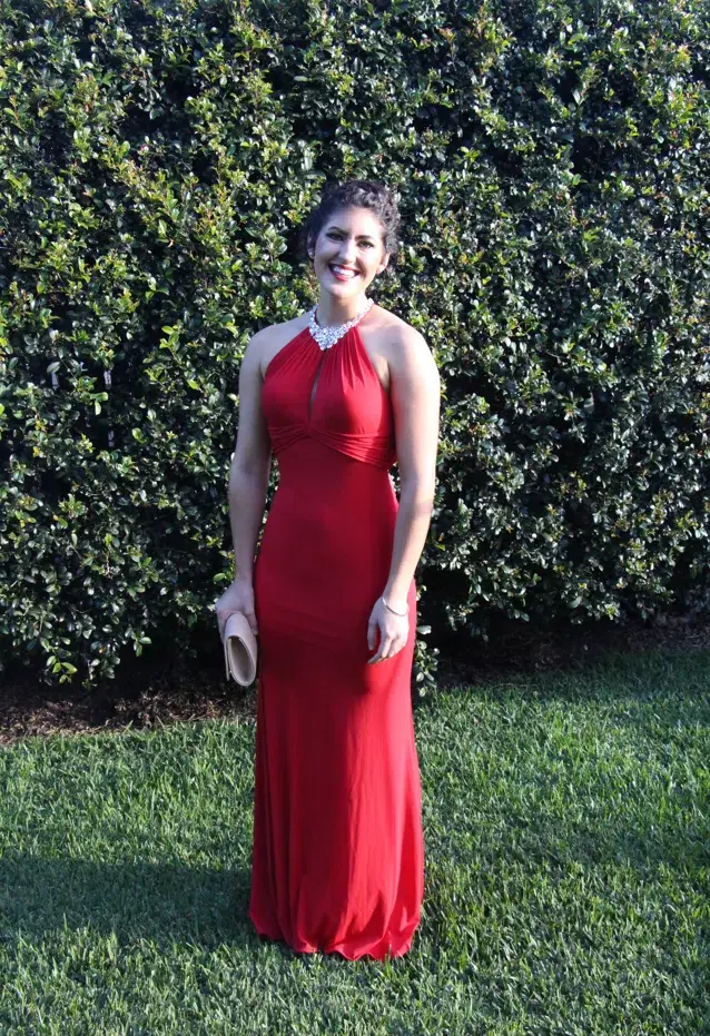Rose Noir Halter Formal Floor Length Gown Red Size 8 for rent on The Volte - main image