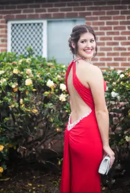 Rose Noir Halter Formal Floor Length Gown Red Size 8 for rent on The Volte - image 2