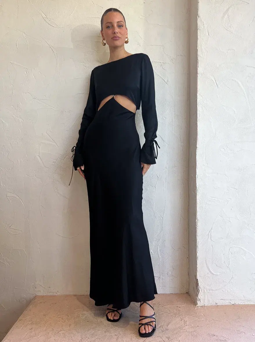 Bec & Bridge Diamond Days Long Sleeve Maxi Dress in Black Size 10 / M for rent on The Volte - main image